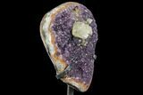 Amethyst Geode With Calcite on Metal Stand - Uruguay #107708-4